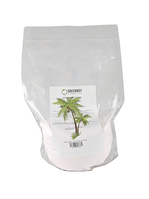 Greenway Biotech Inc. Manganese Sulfate Monohydrate Fertilizer- 100% Water Soluble Contains 31% Manganese Ideal for Hydroponics &amp Aeroponics Agriculture- Palm Tree Plant Fertilizer (10 Pounds)
