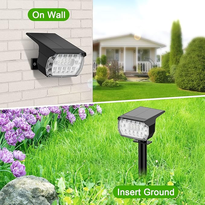 Color Changing Solar Spot Lights Outdoor 8 Pack&amp Solar Spot Lights Outdoor 8 Pack 57 LED Cool White