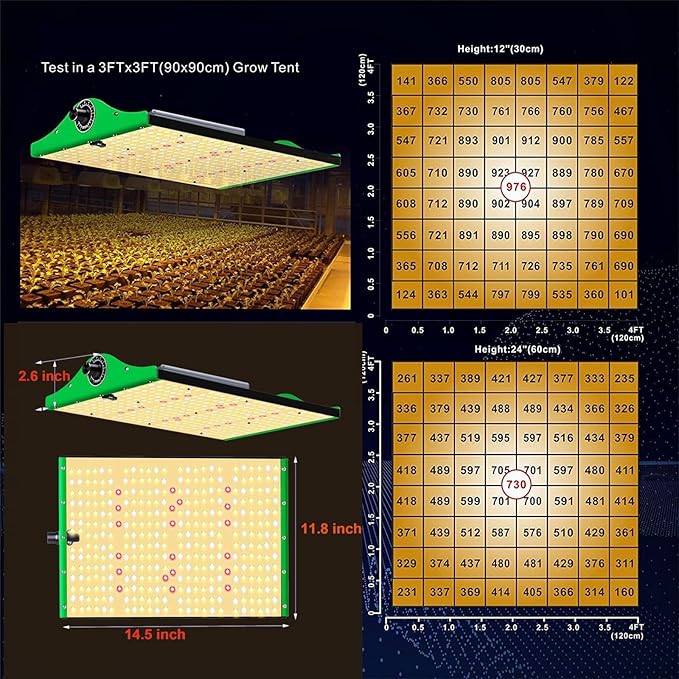 1000W LED Grow Lights for Indoor Plants Full Spectrum Veg Bloom Daisy Chain 3 Modes Timer Dimmable Plant Light for Hydroponic Indoor Plants Seeding Veg FlowerGreen