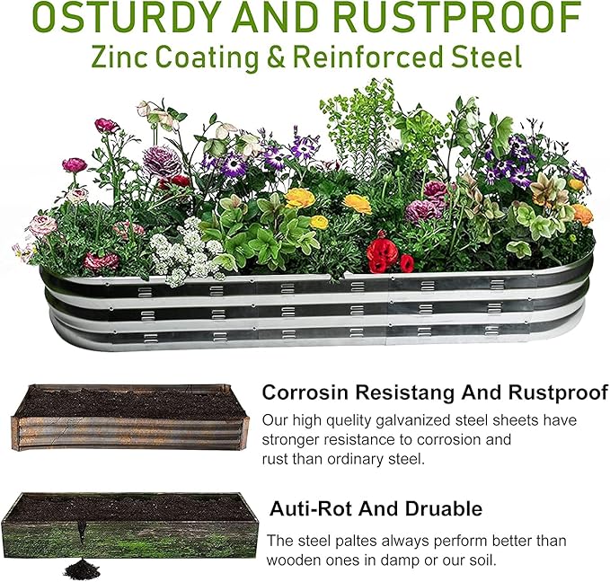 Galvanized Raised Garden Bed Outdoor 67 D x 20 W x10 H 7 cu. ft. Planter for Outdoor Plants Large Metal Raised Garden Bed Kit