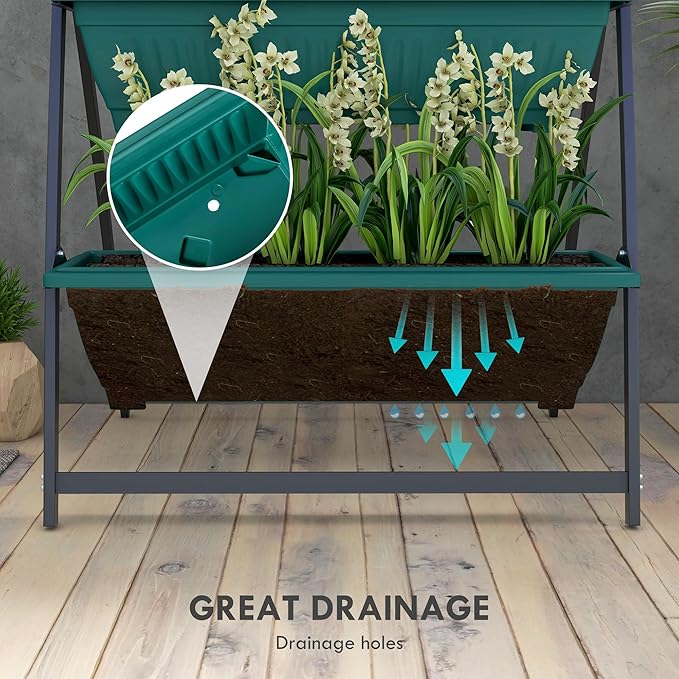 Raised Garden Bed 4 Tier Vertical GPlanter Set 4 Outdoor Planter Boxes with Stand Self Draining Design Elevated Gfor Vegetable Flowers Herbs Green