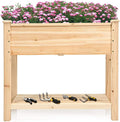 S AFSTAR Raised Garden Bed with Storage Shelf Elevated Cedar Wood Planter Box with Legs Outdoor Gardening Planting Bed for Vegetables Flower Herb Grow Great for Backyard Patio Lawn