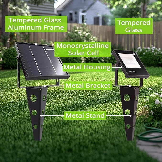 Solar Spotlights Outdoor Waterproof Zeta 3-in-1 Spot Lights Metal Warm White Auto On/Off Dusk to Dawn Landscape Flag Pole Uplights for Outside House Trees Garden Yard Driveway Pathway Lawn