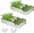 Giantex 2 Pcs Galvanized Raised Garden Bed 6x3x1ft Large Metal Planter Box with Gloves Outdoor Bottomless Planter Raised Bed Kit for Vegetables Flowers Herbs Fruits Silver