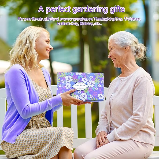 EAONE 43Pcs Garden Tools Set with Basket Floral Gardening Hand Tools Gardening Gifts for Women and Plant Lovers Heavy Duty Tools Kit Including Gardener Gloves Trowel Weeder Hand Rake and Pruner