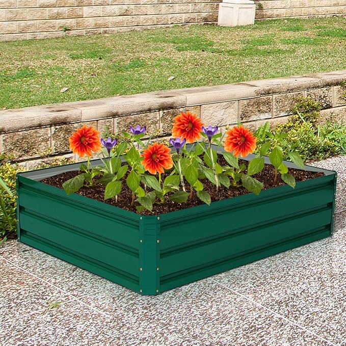 S AFSTAR Galvanized Raised Garden Beds Outdoor Metal Raised Garden Bed w/Durable Steel Board Premium Planter Box for Vegetables Flowers Herb Backyard Patio Balcony (39.5 L x 31.5 W x 12.0 H)