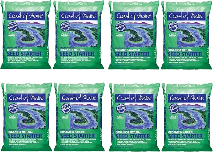 Coast of Maine 16qt (Pack of 8) Sprout Island Blend Organic &amp Natural Seed Starter for Seed Germination &amp Root Plant Cuttings