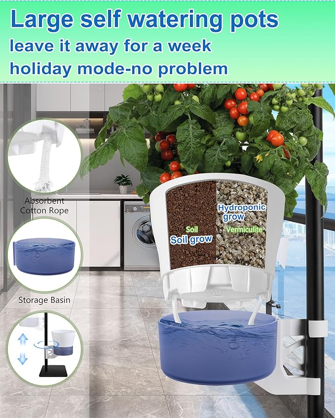 Indoor Plant Hydroponics Growing System Tower Kit with Grow lightHerb Vegetable Indoor Garden Growing System with Standing Floor Tall LED Grow LightHeight Adjustable with Timer &amp Metal Stand (La