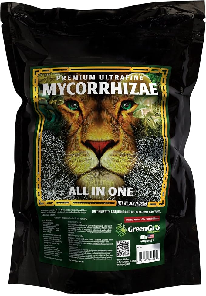GreenGro Premium Ultrafine Myco - Mycorrhizal Inoculant &amp Water Soluble Root Enhancer from Superior Strains/Improves Nutrient Uptake &amp Eases Transplant/Indoor &amp Outdoor Plant Fertilizer (3