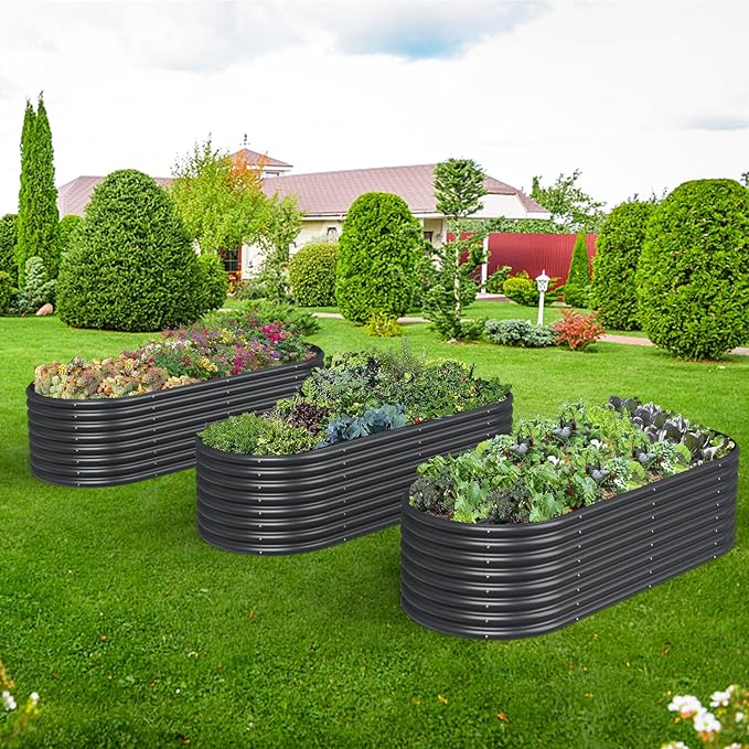 FRIZIONE 6FT(L)×3FT(W)×2FT(H) Raised Garden Bed Outdoor Raised Garden Beds for Flower Raised Planter Box Outdoor for Herb Vegetable-Gray