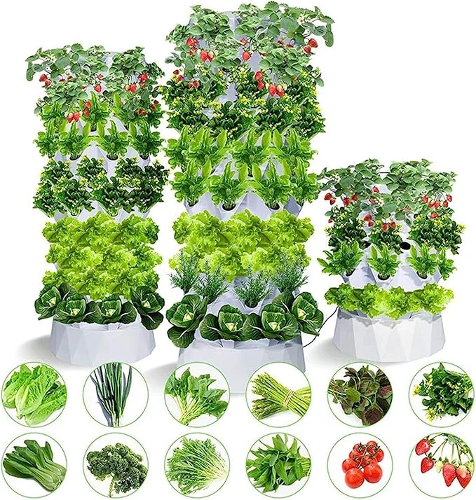 48/64/80Holes Hydroponic Growing Systems - Aeroponic Tower Garden with Self-Watering - Vertical Grow Tower for Indoor Gardening - Grow Herbs Fruits &amp Vegetables10floors//1pc