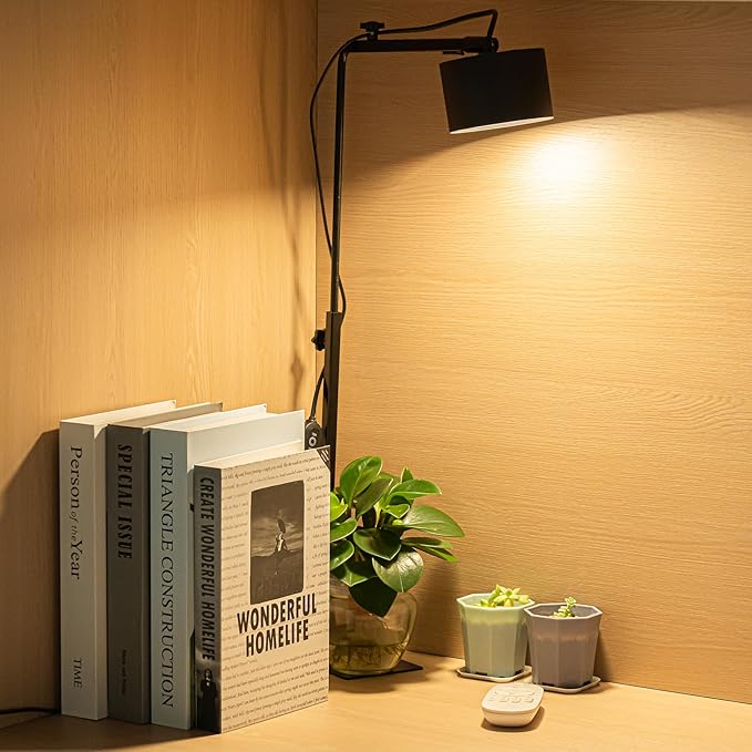 9W Remote Dimmable 4000K Natural Full Spectrum Spot Lamp Growth Promotion with Black Free Standing Plant Grow Stand Adjusted Height 15Ft Plug-in Timing Cord for Indoor Plants