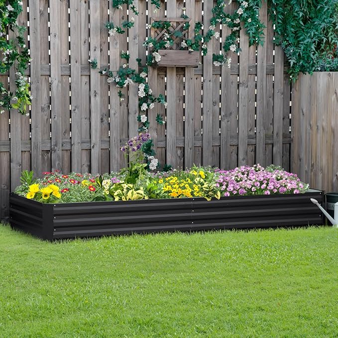 Galvanized Raised Garden Bed 7.9' X 3' Metal Planter Box for Vegetables Herbs &amp Flowers