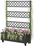 Metal Planter Box with Trellis Privacy Screen 67x35x16 Raised Garden Bed with Trellis Privacy Planter Boxes with Planting Bag &amp Lockable Casters for Climbing PlantsVegetablesand Vines