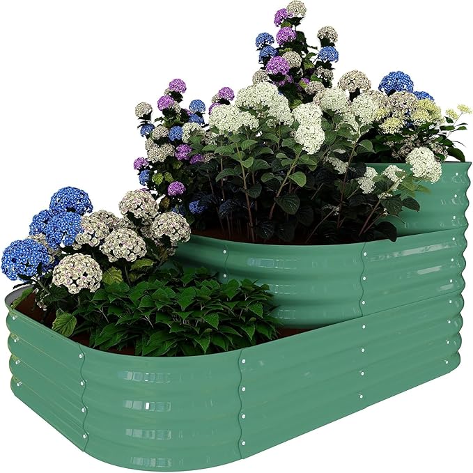 Galvanized Steel Raised Garden Bed Kit 3-in-1 Modular Outdoor Planter Box Large 61x42x31 Garden Box for Vegetables Herbs and Flowers Open Base Design for Healthy Plants Green