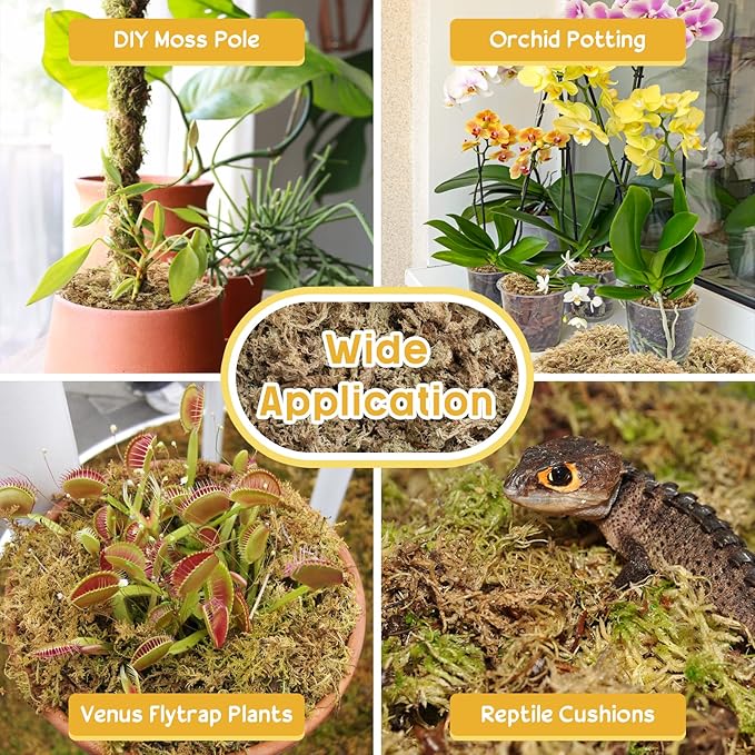 Legigo 3.3LBS Premium Sphagnum Moss for Plants- 60QT Natural Succulent Carnivorous Plant Moss Dried Long Fiber Orchid Moss for Orchid Repotting Succulent Sarracenia Potted Plants Gardening &amp Rept
