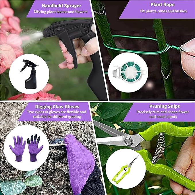Garden Tool Set 11 Pieces Heavy Duty Aluminum Gardening Tools Garden Gift Tool Starter Set Ideal Gift for Women