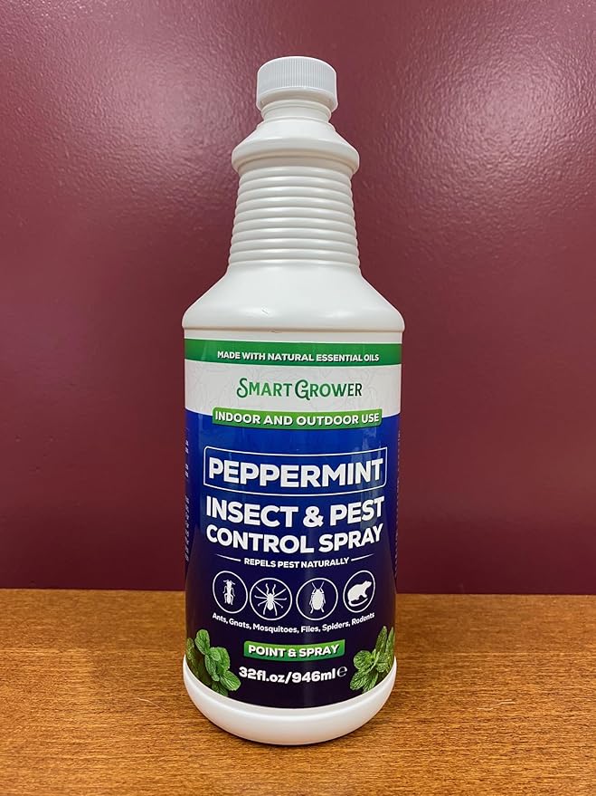 All Natural Peppermint Oil Insect &amp Pest Control Spray Repels Mice Spiders Ants for Home Indoor Outdoor Garden Maximum Strength Smart Grower Ready to Use 32 FL OZ