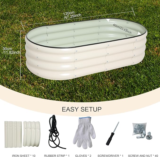 Galvanized Raised Garden Bed Kit Outdoor Metal Garden Planter Box for Backyard Gardening Planting Vegetables and Patio (47.2x23.6x11.8)
