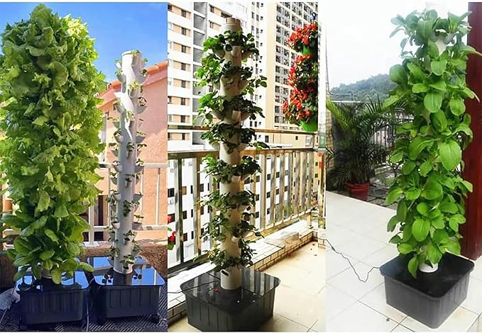 45 Holes Hydroponics Growing System Indoor Grow System Vertical Grow Tower Soilless Cultivation Growing System for Herbs Fruits and Vegetables