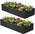 8x2x1ft(2 Pack) Galvanized Raised Garden BedOutdoor Planter Box Metal Patio Kit Planting Bed for Vegetables Flowers HerbBlack