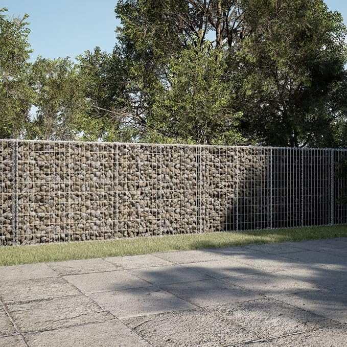 Gabion Basket with Cover 275.6x39.4x39.4 Galvanized Iron Raised Garden Bed Outdoor Planter Metal Wire Garden Box for Landscaping Garden Retaining Walls and Privacy Screens