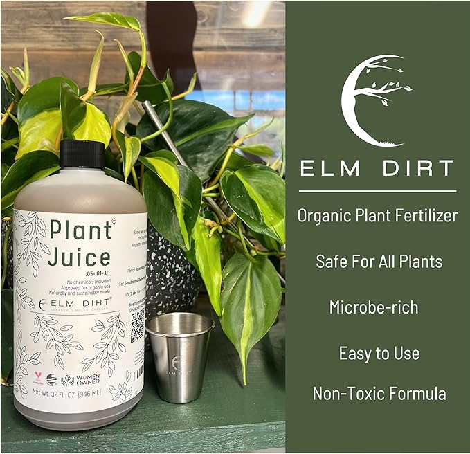 Elm Dirt Plant Juice Organic Fertilizer for All Purpose Plants - Plant Food Indoor House Plants | Liquid Plant Food Outdoor &amp Indoor Plant Fertilizer for Vegetables Succulents &amp Hydroponics
