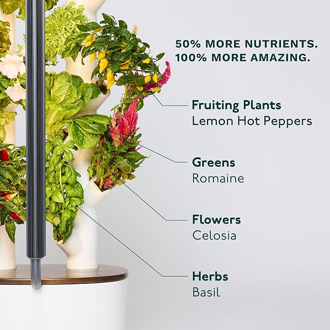 Gardyn Studio 1 Vertical Hydroponics Growing System Kit - 16 Non-GMO Plants Herbs Vegetables - Tower Garden - Hydroponic Herb Garden Planter Indoor Kit - Indoor Gardening System with LED Grow Lights