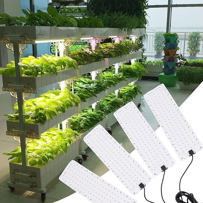 Fockety LED Grow Light for Indoor Plants Full Spectrum Plant Growing Lamp with 24H Timer High PPFD Energy Saving for Orchids Tomatoes Succulents 11.8 x 3.1 Inch Ultra Thin Panel (4 Head)