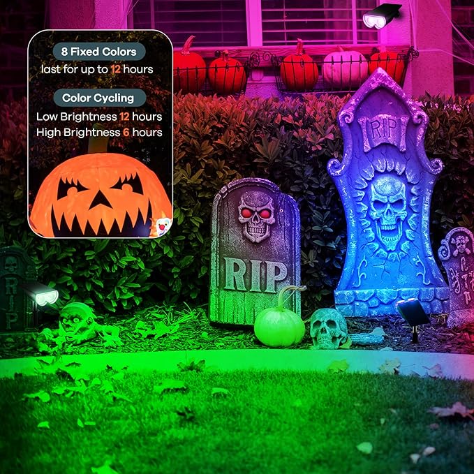 Linkind Multicolor Solar Spot Lights 4 Pack+ Warm White Solar Pathway Lights 8 Pack