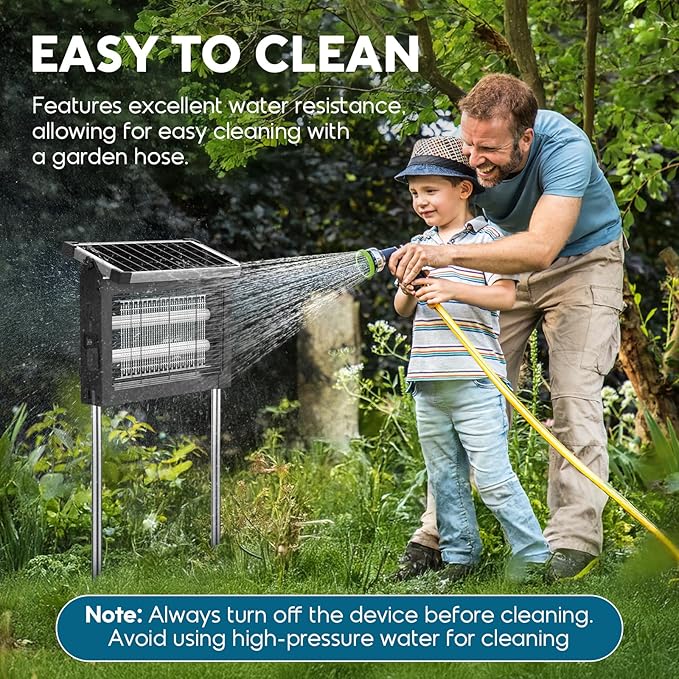 Solar Bug Zapper Outdoor Waterproof Mosquito Zapper Outdoor Solar Powered 4500V Electric Bug Zapper Indoor w/Smart Light Sensor Mosquito Trap Fly Zapper for Patio Kitchen Garage Yard Camping