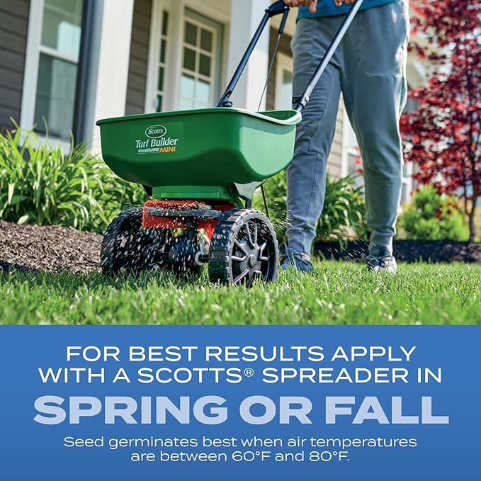 Scotts Turf Builder Grass Seed Sun and Shade Mix with Fertilizer and Soil Improver Thrives in Many Conditions 32 lbs.