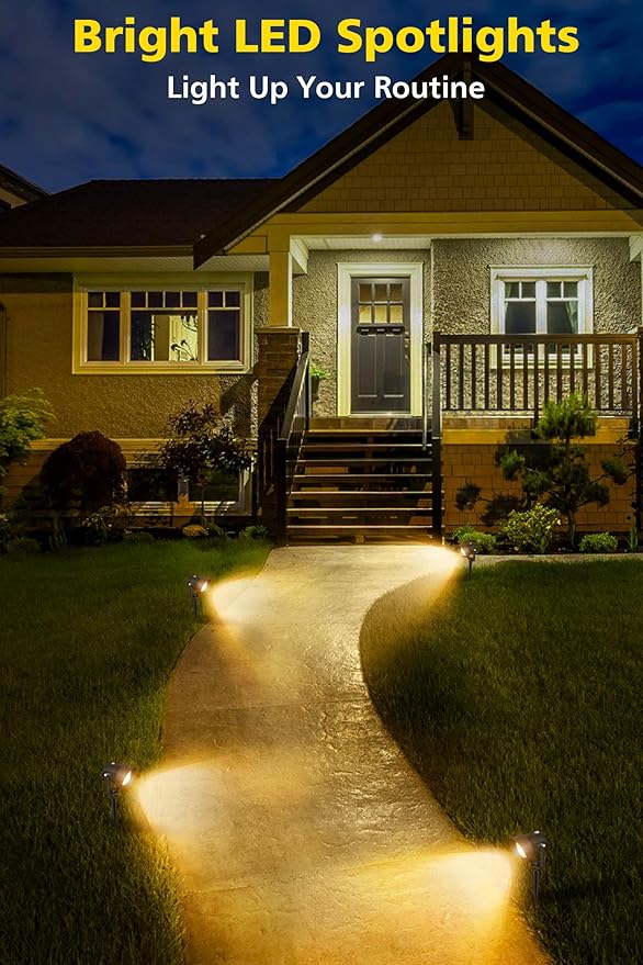 T-SUN Dusk to Dawn Outdoor Lighting Flag Spot Lights with Photocell Auto On/Off Waterproof 3000K Warm White LED Plug-in Landscape Spotlights for Garden Yard Tree Pathway Pole House