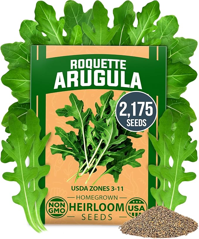 HOME GROWN 𝗨𝗦𝗔 𝗣𝗥𝗘𝗠𝗜𝗨𝗠 Arugula Roquette Seeds Pack 2175 &amp Banana Pepper 94 &amp Beefsteak Tomato 300 &amp Buttercrunch Lettuce 1975