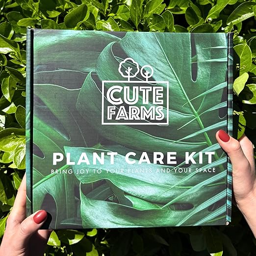 Cute Farms Plant Care Kit – Organic Houseplant Fertilizer Mycorrhizal Fungi Neem Oil &amp Scissors and Repotting Mat | All-in-One Gift for Indoor Plant Lovers