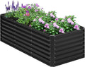 6x2x2FT Galvanized Raised Garden BedPlanter Raised Beds-Metal Garden BoxLarge Plant for Outdoor Planting Vegetables BedFlowerherb-Black