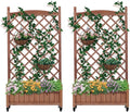 Metal Planter Box with Trellis 73-Inch Tall Raised Garden Bed with Wheels Privacy Screen Planter for Climbing Plants Vegetables &amp Vines Galvanized Steel Outdoor Privacy Shield Black (Wood 2-p