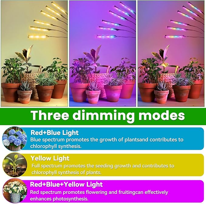 630 LEDs Grow Lights for Indoor Plants Kalolary Full Spectrum Plant Light with Timer 3/6/9/12/15/18H &amp 10 Brightness Levels LED Plant Growing Lamps with Tripod Stand