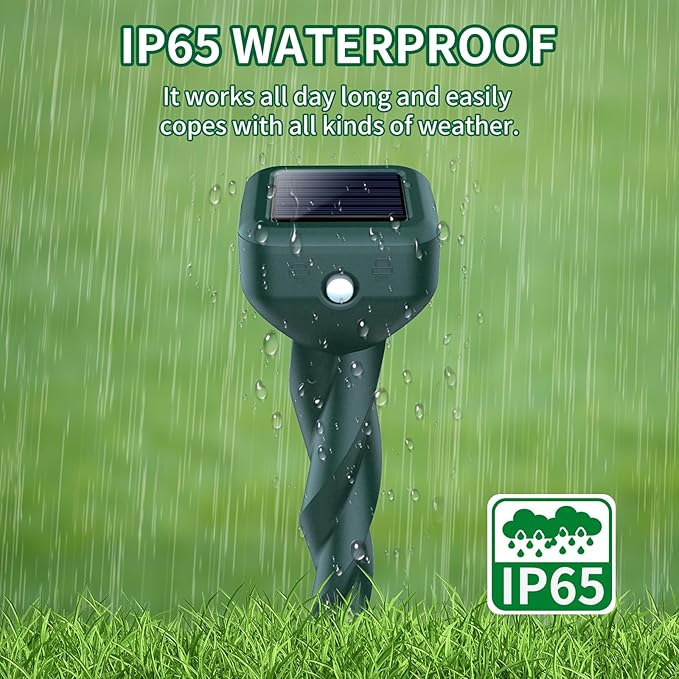 Mole Repellent Solar Powered 8 Pack Snake &amp Skunk Repellent for Yard IP 65 Waterproof Ultrasonic Deterrent Stakes Get Rid for Rabbit Gopher Vole Chipmunk Deer Groundhog for Lawns Garden