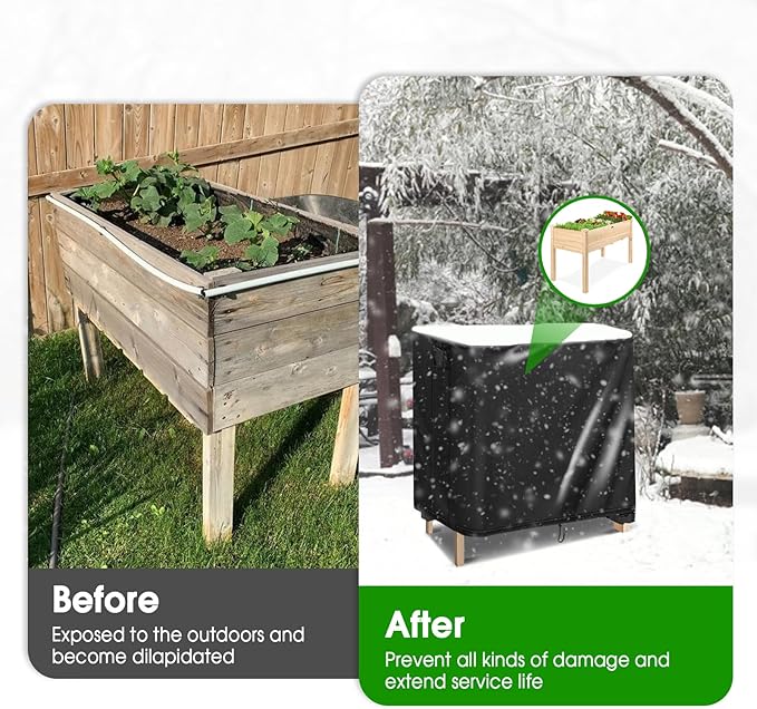 Cover for Raised Garden Bed 34 x 18 x 30 inch Waterproof Elevated Flower Bed Covers for Winter Raised Tall Planter Box Cover for Outdoor Protection