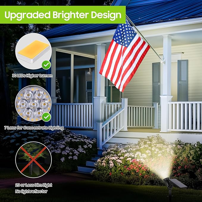 800 Lumens Solar Powered Spot Lights Outdoor - Adjustable Solar Flood Lights with 30 LEDs 3 Modes IP65 Waterproof Solar Light for Landscape Yard Garden Driveway Tree Wall(Warm White 12-Pack)