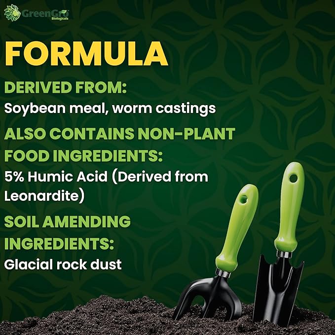 GreenGro Earthshine - Biochar &amp Humic Acid Blend/Activated Charcoal/Sequesters Carbon/Organic Soil Booster Top Soil Plant Food/Compost Tea Accelerator/Derived from Worm Castings / 2lb