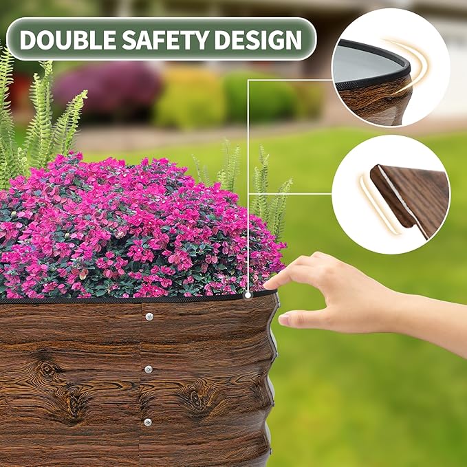 1MORE Galvanized Raised Garden Bed- Planter Garden Boxes Outdoor Raised Beds for GardeningMetal Garden Bed Kit for Vegetables Flower Planter Raised Beds.8x2x1ft Grain-2pcs
