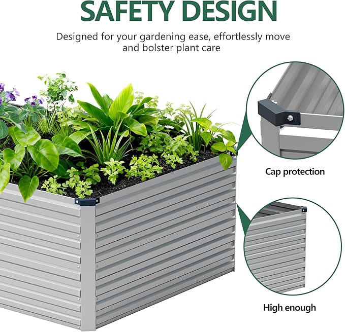 Vengarus 6x3x2FT Galvanized Raised Garden Bed Kit Deep Root Planter Box for Vegetables Flowers Herbs and Succulents - 269 Gallon CapacitySilver