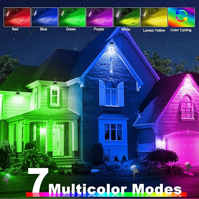 LANSOW Solar Spot Lights Outdoor Color Changing [7 Modes/8 Pack] Christmas Landscape Spotlights Solar Lights Outdoor Waterproof Solar Powered Flood Lights for Outside Yard Garden Pathway