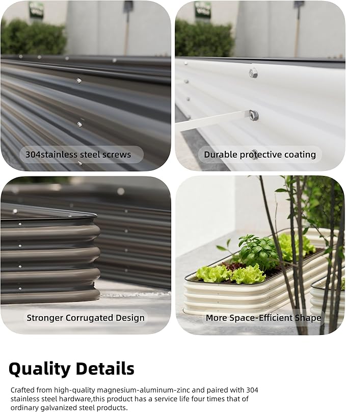 DaisyVibe Raised Garden Bed Kit Planter Raised Garden Boxes Outdoor Oval Large Metal Raised Garden Beds for Vegetables Flowers (Gray 6.5ftx2ftx1ft)
