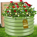 3x3x1.4ft Galvanized Raised Garden Bed Deep Metal Garden Bed Matcha Green Raised Garden Beds Outdoor Raised Bed for Planting Vegetables Flowers Fruits