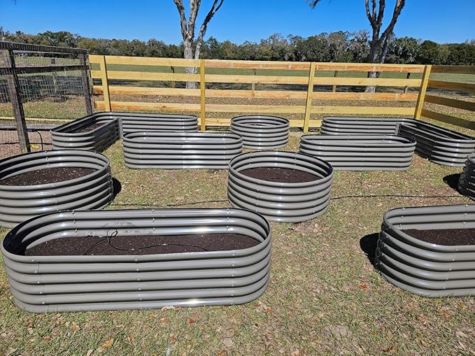 A ANLEOLIFE 2 Set Heart-Shaped Galvanized Raised Garden Beds Outdoor81x81x18in Large Metal Planter Box for Planting Vegetables Flowers Herb Anti-Rust &amp Easy-Setup Quartz Grey