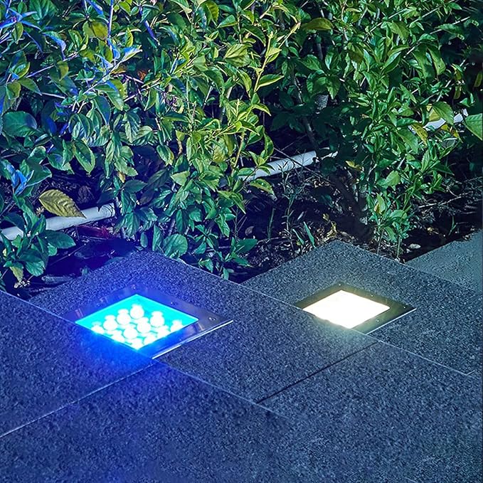 Outdoor Recessed Ground Light LED Underground Lights IP66 Waterproof AC85-110V Square Spotlight for Garden Pathway Fence Yard Patio Walkway Landscape Lighting