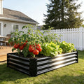 Metal Galvanized Raised Garden Bed Kit 4 x 2 x 1 ft Galvanized Steel Raised Garden Planter Box Outdoor with Open Base for Growing Vegetables/Flowers/Herbs/Fruits/Succulents Rectangle Black